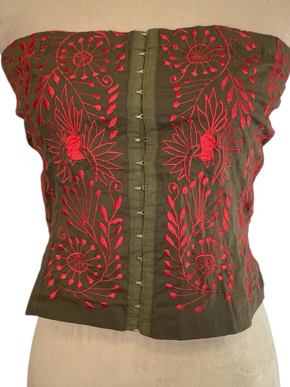 Y2K Nolita Deadstock Embroidered Corset Tube Top NWT Large Fairycore